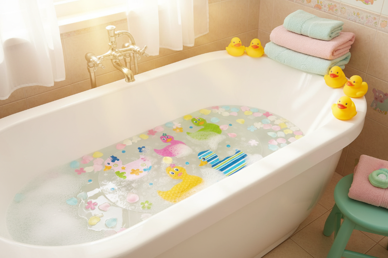 Tapis de bain pour bébé . canards colorés