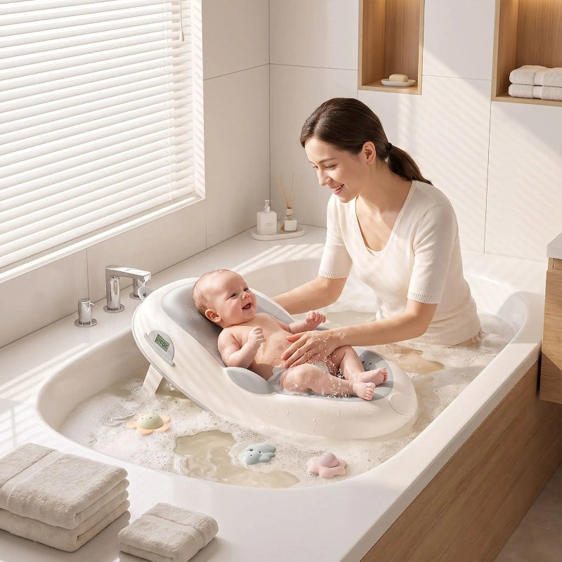 Transat de bain. Bebe prend son bain