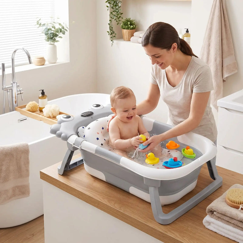 Baignoire-bébé. Bébé prends son bain dans ce baignoire bébé