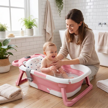 Baignoire pliable bébé. Bebe a du bon temps dans son bain