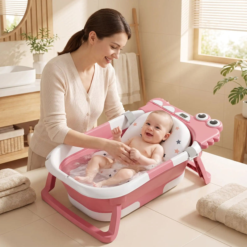 Baignoire-pliable-pour bébé . Bébé prend son bain