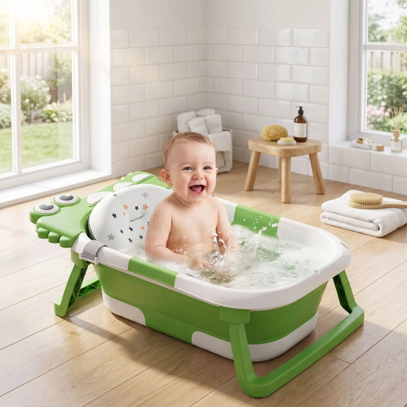 Baignoire-pliable-pour bébé. Bébé prends son bain