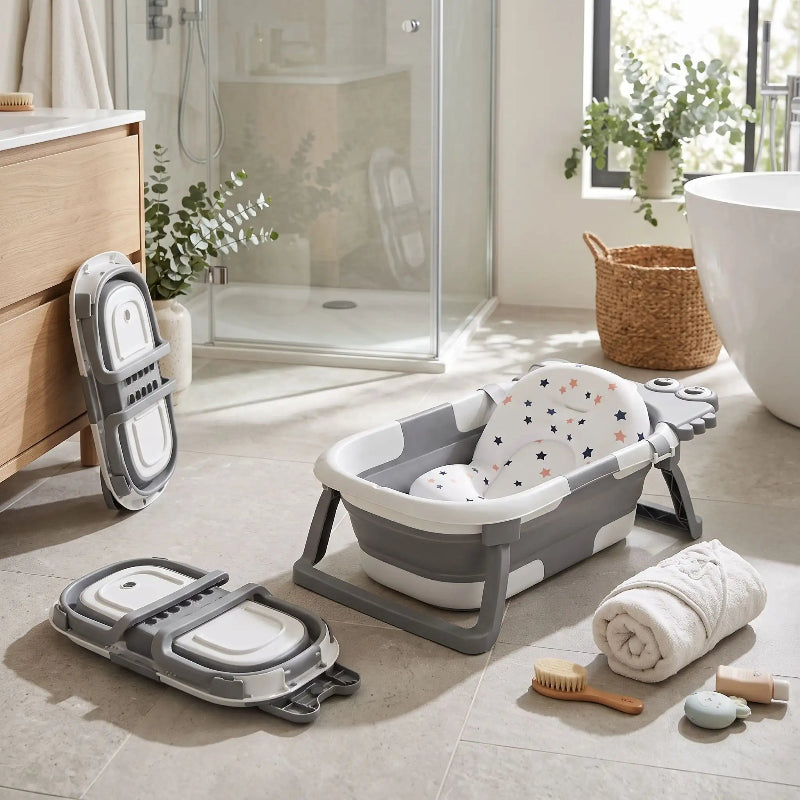 Baignoire-pliable-pour bébé . Bébé prend son bain