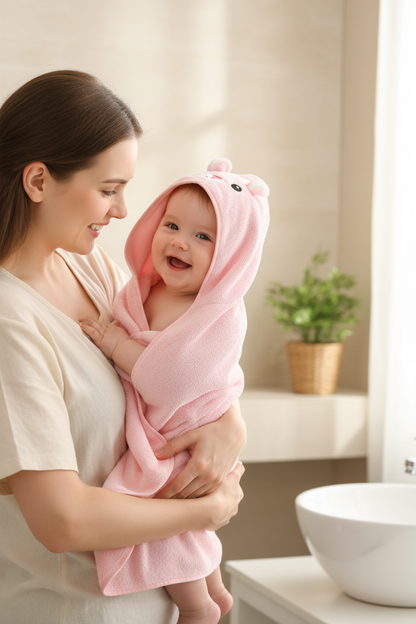 Cape-de bain bébé . Bebe est enveloppé de cape de bain confortable 