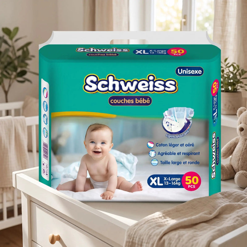 Couche-bebe. Bebe met une couche agréable et respirant