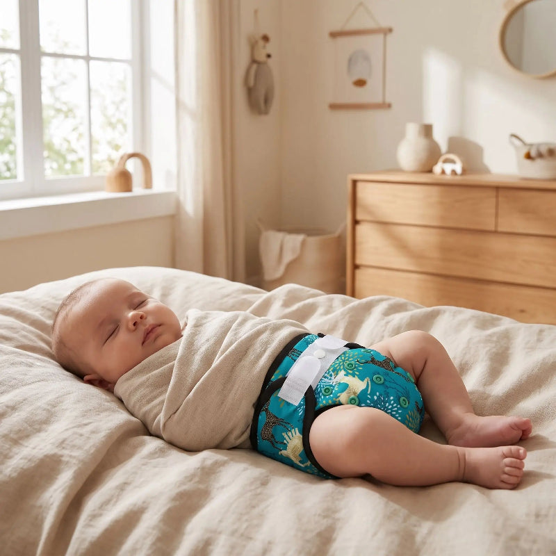 Couche bébé. Bébé est enveloppé avec une belle couche bébé
