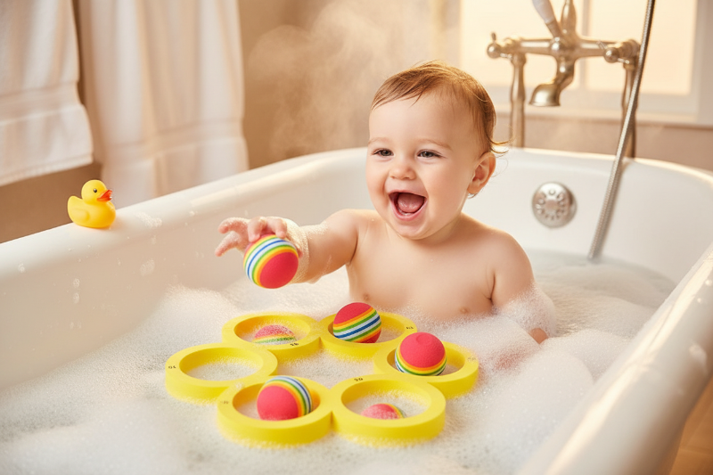 Jeu d'eau . Bebe joue