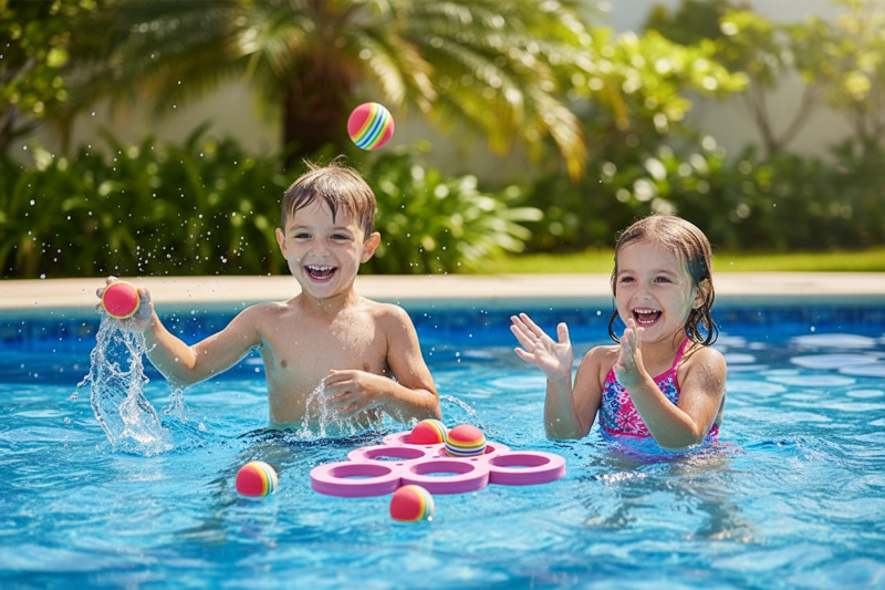 Jeu d'eau. Bebe joue