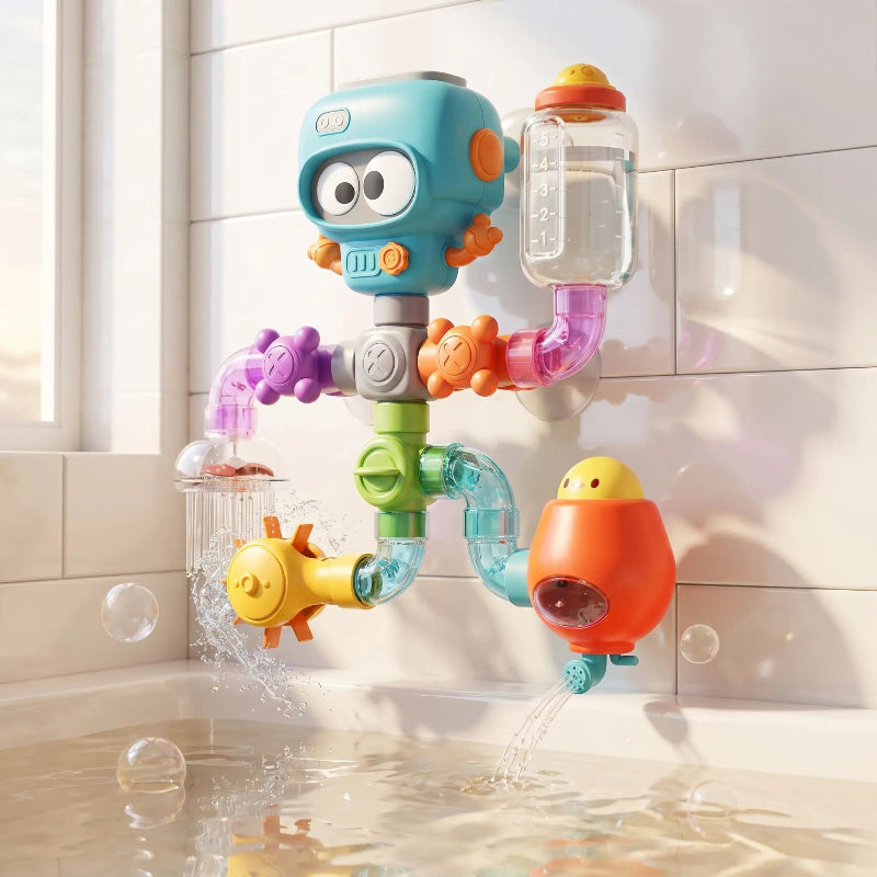 Jouet-pour le bain . Bebe s'amuse avec  ce jouet   pour le bain.