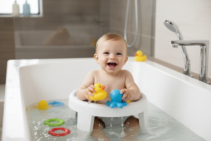 Sieges de bains bebe. Bebe joue dans le bain avec ses jouets
