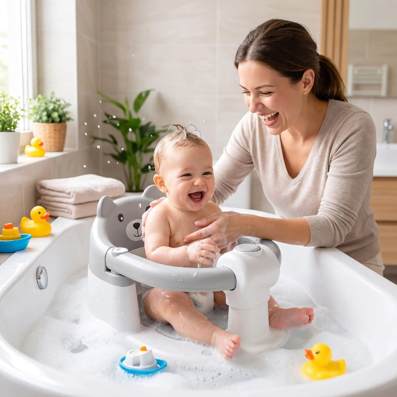 Siege de bain bebe. Bebe prend un bain