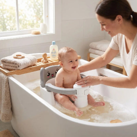 Siege pour  bebe dans le bain. Bebe prend son bain