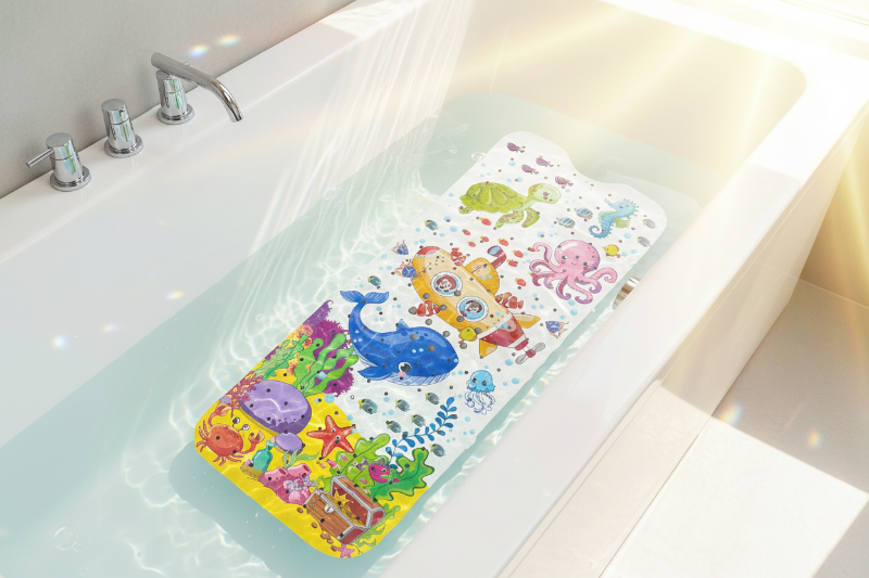 Tapis de bain antidérapant.Tapis de bain bébé monde sous-marin rayonnant