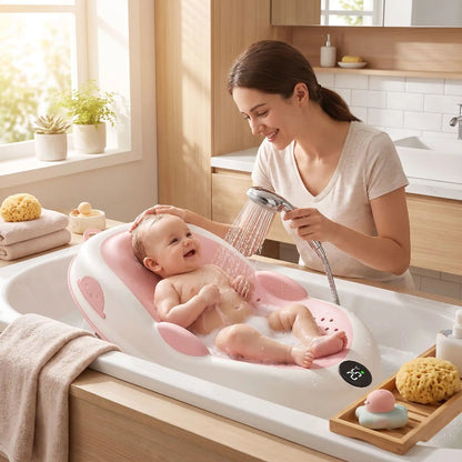 Transat de bain. Bebe prend son bain